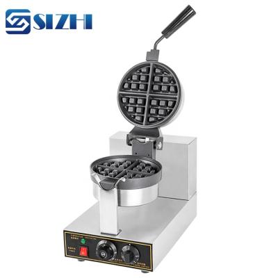 China Adjustable Thermostat Snack Machines 1 Plate Waffle Machine Stainless Steel Non Stick Rotating Waffle Maker With CE for sale