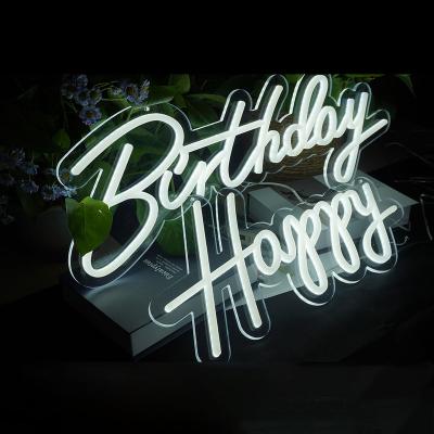 China Dropshipping Manufacturer High Quality Acrylic Simple PVC LED Happy Birthday Custom Neon Sign for Wedding Party Party Wall Decor for sale