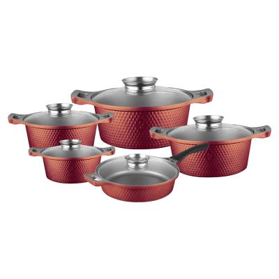 China 2021 Sustainable Customized Die Casting Aluminum Colored Nonstick Cookware Set With Lid for sale