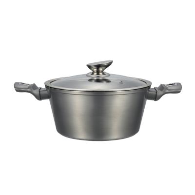 China 2021 Hot Sales Viable Forged Aluminum Sliver Bakelite Non Handle Stick Paint Casserole With Glass Lid for sale