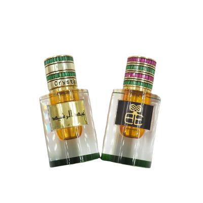 China NEW Personal Care Design 3ml Attar Green Luxury Crystal Glass Bottle With Screw Jewelry Cap for sale