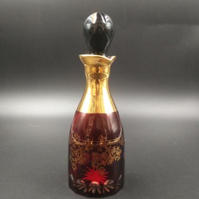 China Personal Care 120ml Purple Gold Display Bottle Or Gold Glass Bottle For Decanter For Arabian Oil for sale