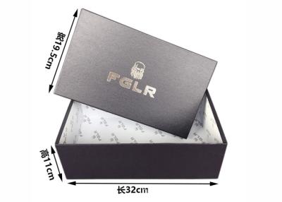 China Black Shipping Paper Box Nice Logo Foil Stamping With Tissue Paper for sale