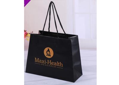 China Unique Style Black Gift Bags Impact Resistance With Beautifully Gold Logo for sale