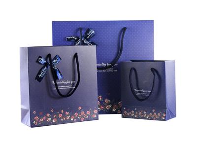 China Purple Shopping Bag / Party Gift Bags With Luxury Logo UV Printing for sale