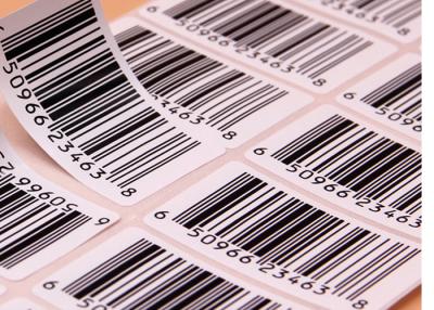 China Supermarket Barcode Stickers Roll / Thermal Print Sticker Labels Die Cut Shape for sale