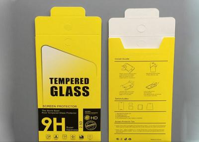 China Coated Paper Mobile Tempered Glass Protection Packing Box Yellow Color for sale