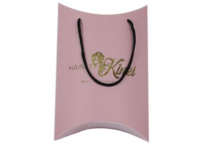 China Custom Print Logo Large Paper Gift Hair Extensions Pillow Box With Handle Packaging for sale