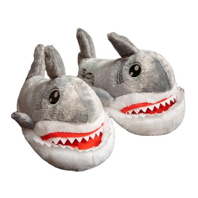 China Fashion Trend Winter Wholesale Funny Warm Comfortable Unisex Indoor Bedroom Plush Animal Shark Slippers for sale