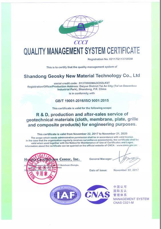 ISO9001 - Shandong Geosky Technology Co., Ltd.