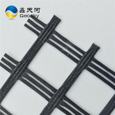 China China industrial PVC coated polyester geogrid roll warp knitting polyester geogrid for asphalt reinforcement for sale