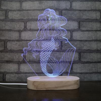 China Modern Custom Photo Card Desk Lamp USB 3d Optical Illusion LED Lamp Acrylic Night Light for sale