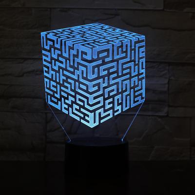 China Eco-friendly vertical effect rgb 3d light 3d visual design 3d shape cube lamp for kids for sale