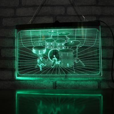 China Fashionable 7color change led sign display drum shape 3d lamp table lamp acrylic sheets lamp rgb led sign for milk tea shop for sale