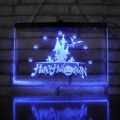 China Fashionable Energy Saving Led Neon Sign Light Halloween Theme Display Hang 3d Lamp Table Display Lamp For Kids Gift for sale