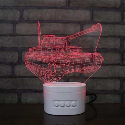 China Modern Wireless Music LED Night Light Tractor Shape 3D Illusion Lamp Touch Speaker Table Night Lamp with USB Charging Port for sale