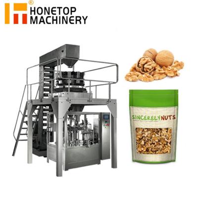 China Rotary Pre-made Products Ten Heads Weigher Zipper Bag Cashew Nut Raisin Packaging Machine for sale