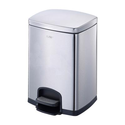 China 2021 Sustainable New Trash Can Stainless Steel With Lid High End Creative Foot Operated Hotel Trash Can for sale