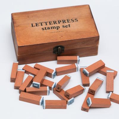 China 70pcs/box Multifunctional Eco-friendly Number Letter Wooden Stamp Set Wooden Box Rubber Stamps DIY Regular Manuscript Writing for sale