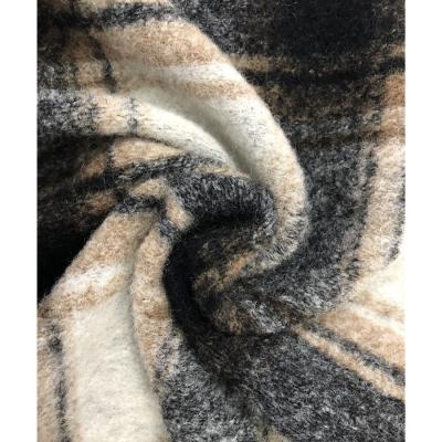 China 2021 QUICK DRY sale contact woolen polyester warm warm woolen plaid shear knitted fabric for sale