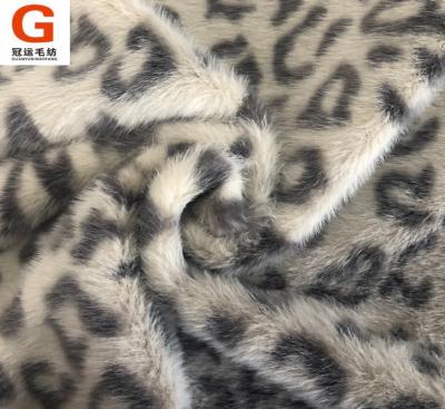 China Factory Supply 100% Direct Sustainable Faux Rabbit Fur Fabric Polyester Leopard Soft Touch Fabric For Coat for sale