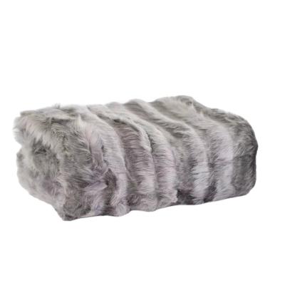 China Brand Hot Sale Stylish Luxury Designer Striped Polyester Mink Throw Faux Fur Fleece Blanket for sale