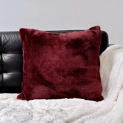 China Relax Wine Red Microfiber Stich Mink Touch Fleece Plain Modern Super Soft Chair Cushion for sale