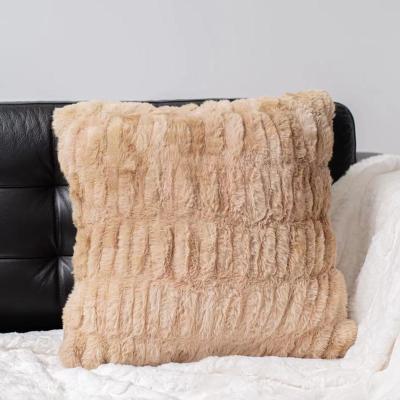 China Relax Fashion Brand Sofa Luxury Faux Fur Mink Touch Fleece Light Brown Khaki Cushion for sale