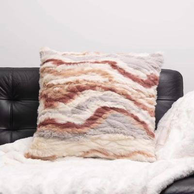 China Relax Modern Hot Sale Designer Brand Colorful Fluffy Sofa Orange Faux Fur Fleece Cushion for sale