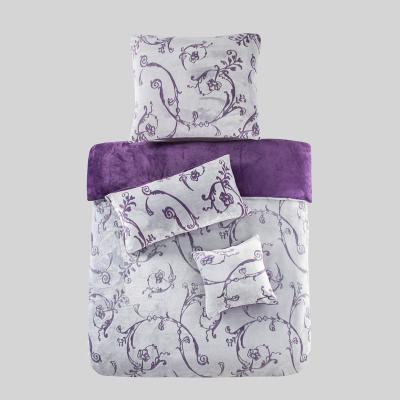 China Mink Touch China Factory Quick Sale Style Purple Fleece Jacquard Flower European and American Printing 4 Pieces Bedding Set for sale