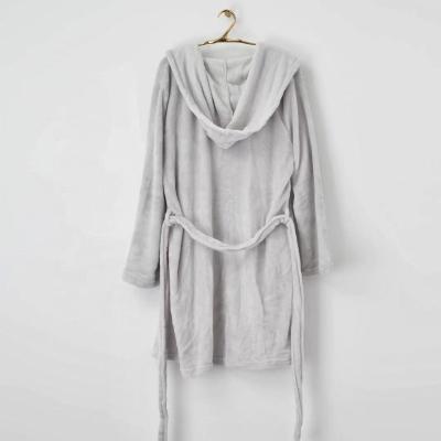 China Design Hooded Sleepwear Brand Comfort Indoor Warm Soft And Plain Cozy Custom Fleece Hooded Bathrobe for sale