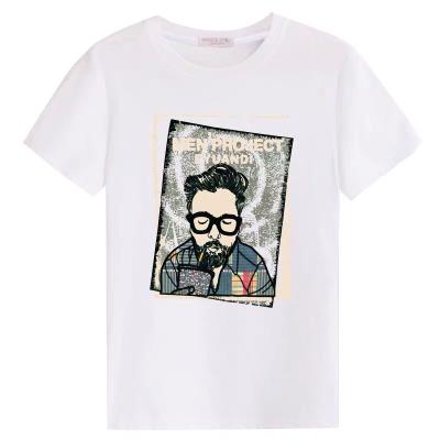 China T-shirts QUICK DRY QUICK DRY 100% Cotton Solid White Cartoon Character Printed High Quality Tees Round Neck Short Sleeves Tops Fit Teens Teams for sale