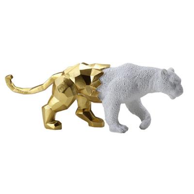 China Nordic modern geometric Europe sculpture decoration resin gold leopard statue for home decor for sale