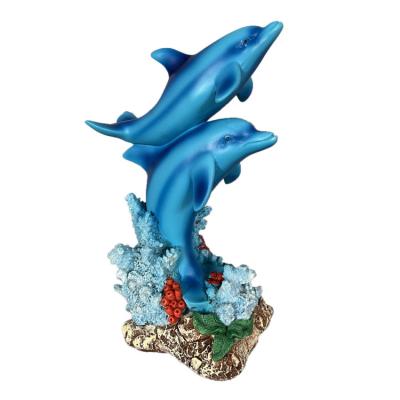 China Resin world handmade animal sculpture cute dolphin figurine for home decor for sale