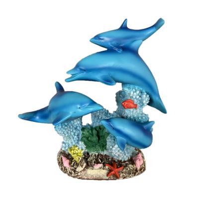 China World souvenir resin table decoration dolphin figurine blue dolphin statue for sale