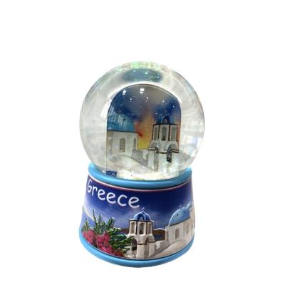 China Europe New Design 3d Printing Custom Country Snow Globe Souvenir Greece Snow Globe for sale