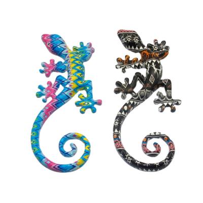 China Coastal Modern European Style Home Decorative 3d Resin Art Lizard Wall Sculpture Decor for sale