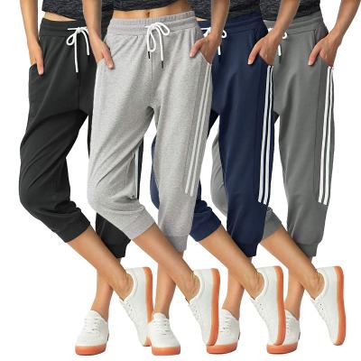 China Women's Breathable Sweatpants Capri Pants Cropped Jogger Working Pants Lounge Drawstring Loose Fit Waist With Side Pockets for sale