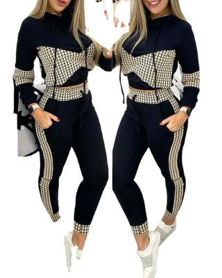 China 2021 Breathable Tracksuit Women Two - Pieces Suit Sets Elegant Female Elegant Print Blouse And Pant Sets Jogging Casual Outfits for sale