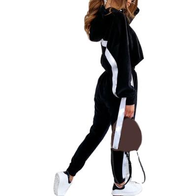 China Velvet Breathable Tracksuit Women's Solid Hooded Jogger Long Sleeve Sweatshirt Pants Set Casual Streetwear 2021 Autumn Winter Women Suits for sale