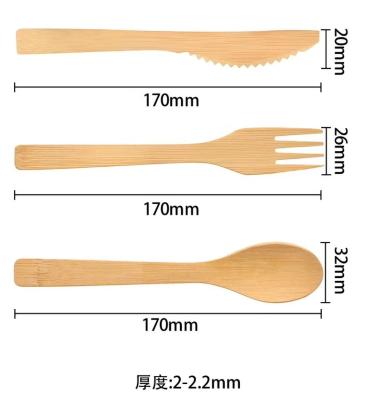 China Stocked Eco-friendly Disposable High Quality Bamboo Knife Fork Spoon Set for sale