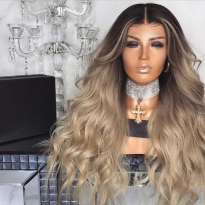 China Light Brown Italian Wave Lace Front Human Hair Wig 2pcs In One Box for sale