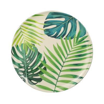 China Sustainable Cool Spring Melamine Plates Palm Printed Shape Plate for sale