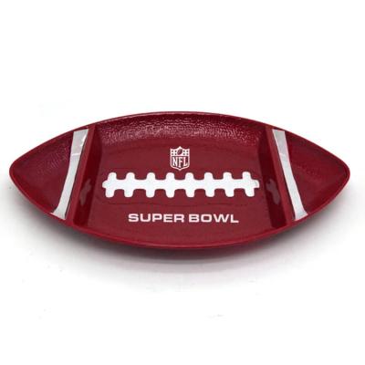 China 3 Compartment Tray Rugby Shape American Football Large Size Melamine Durable Dish for sale