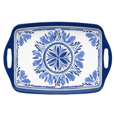 China Durable Popular White Printing Melamine Tray Airlines Popular Blue Serving Serving Tray for sale