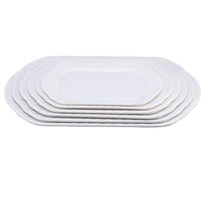 China Viable 6 - Option Different Sizes White Melamine Chips Oval Dish Restaurant Dinnerware for sale