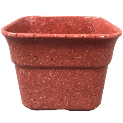 China Soft Texture Mini Square Melamine Plastic Garden Printed Purplish Red Hanging Flower Pot for sale