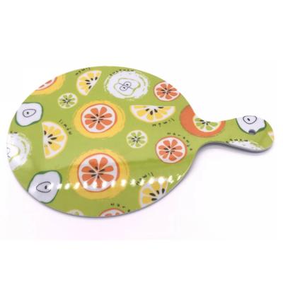 China Soft Texture Lemon Design Round Melamine Fruit Bread Cup Serving Board For Kitchen for sale