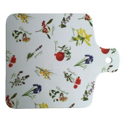 China Sustainable Melamine Fruit Pie Serving Fan-shaped Cutting Board Plastic With Hole for sale