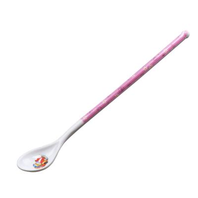 China Custom Sustainable Top Grade Cheap Melamine Coffee Tea Spoon With Long Handle for sale